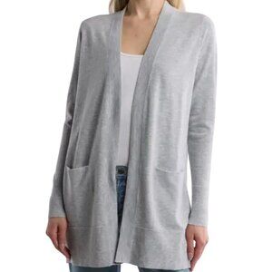 Nordstrom Everyday Open Front Cardigan Sweater Gray Merino Wool Blend Size L